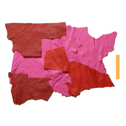 3 kg Chutes de Cuir Peau de Taurillon Rose et Rouge