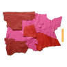 3 kg Chutes de Cuir Peau de Taurillon Rose et Rouge
