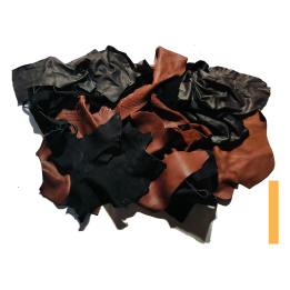 4 kg Chutes de Cuir de 2nd chloix Peau de Taurillon Marron et Noir, Tannerie HASS et Rémy Carriat