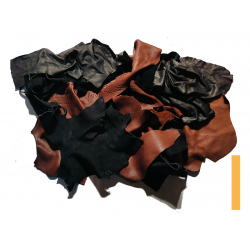 10 kg Chutes de Cuir de 2nd choix Peau de Taurillon Marron et Noir, Tannerie HASS et Rémy Carriat