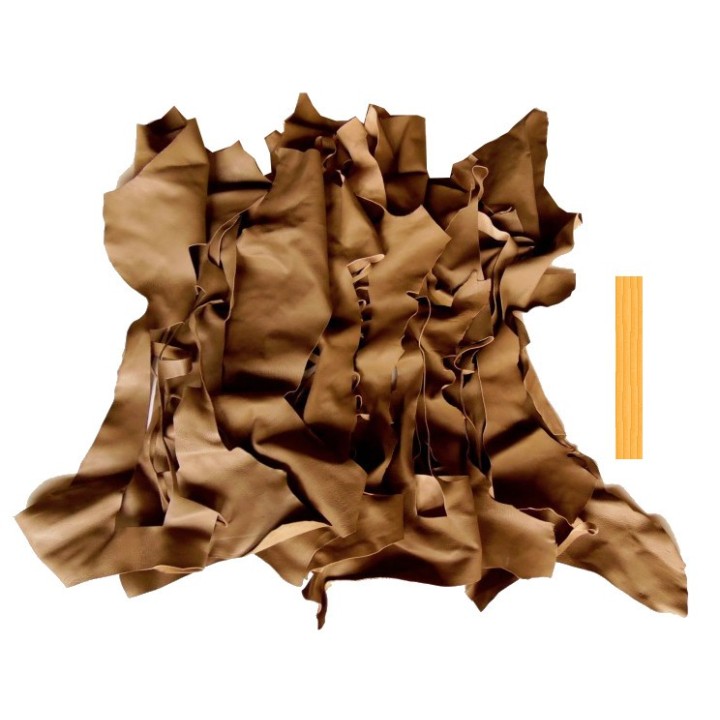 Lot 4 kg Chutes de Cuir Peau de Chèvre Taupe