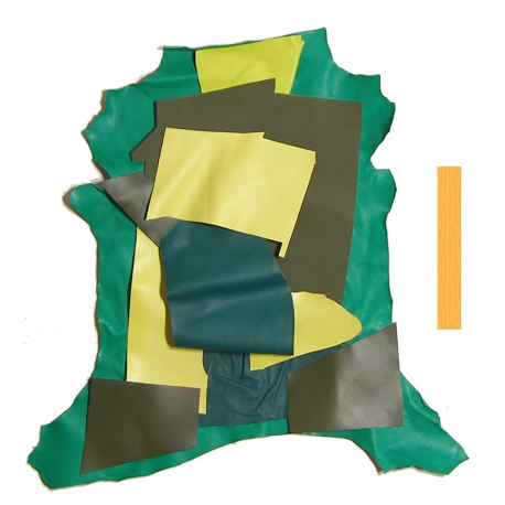 Lot 1 kg Chutes de Cuir nuances de vert